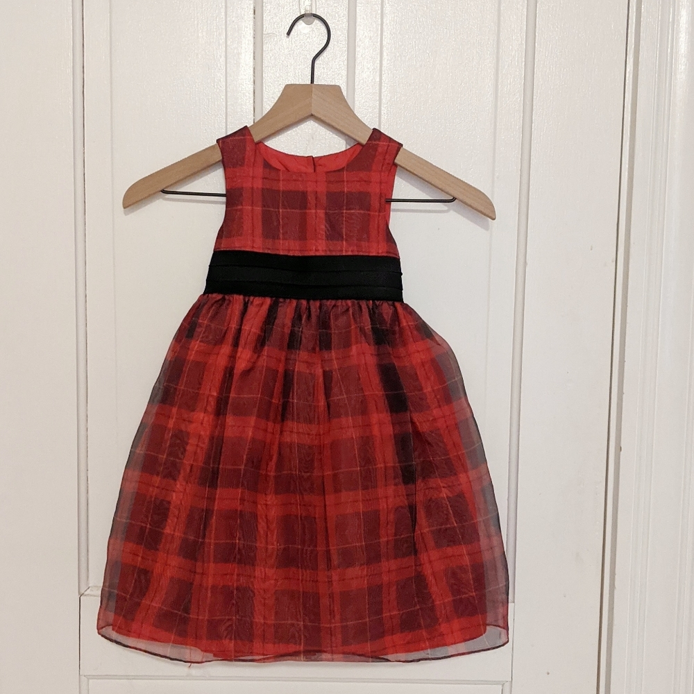 Marmellate red and black plaid toddler dress.